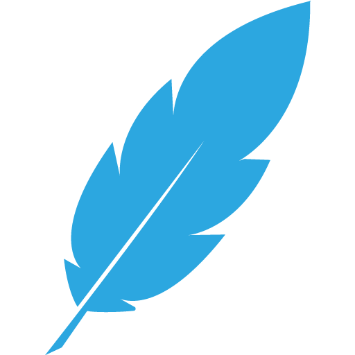 Plume bleu représentant le logo de Malvina Graphiste