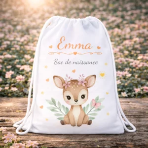 Sac de naissance personnalisé biche