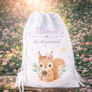 Sac de naissance personnalisé écureuil