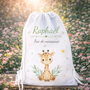 Sac de naissance personnalisé girafe