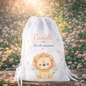 Sac de naissance personnalisé lion