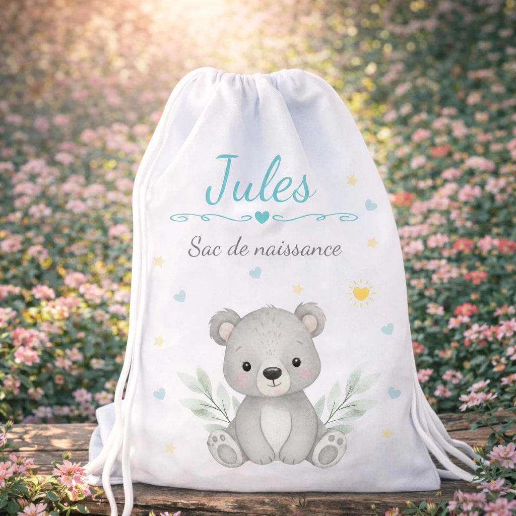Sac de naissance personnalisé ours